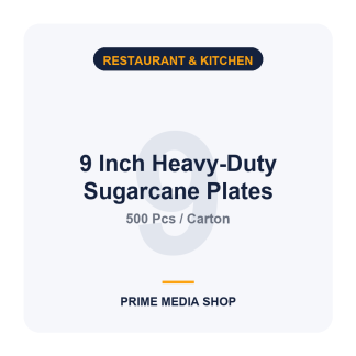 9 Inch Heavy-Duty Sugarcane Bagasse Plates – 500 Pcs/Carton