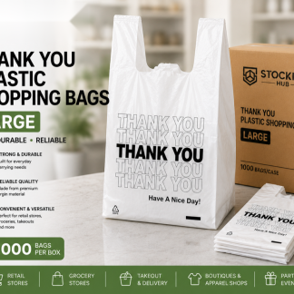 Large Thank You Plastic Shopping Bags – 1000 Count Box